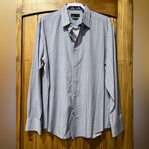 Quieti Ashford Men's Long Sleeve Lilac Mini Floral Dress Shirt